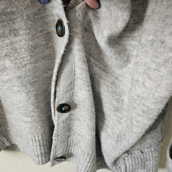 Free People Eucalyptus Cardigan Sweater Grey Wool Blend Oversized Cozy Shawl M - Picture 4 of 14